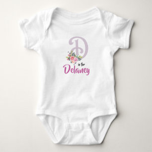 Body Para Bebê Nome Delaney Baby Outfit Letter D Romper Floral