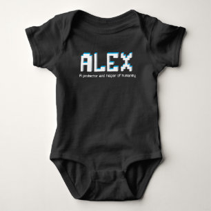 Body Para Bebê Nome do Alex Boy e significado do texto pixel