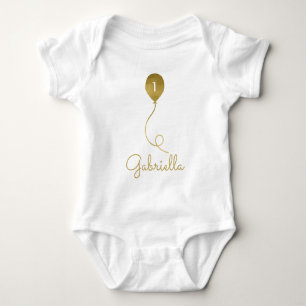 Body Para Bebê Nome do balão Dourado e 1rua/Qualquer Aniversário