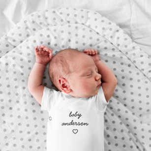 Body Para Bebê Nome do bebê   Coração Moderno Na moda de Cuta Ado
