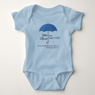 Body Para Bebê Nome do bebê personalizado e data sob o guarda-chu