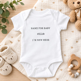 Body Para Bebê Nome do Bebê Personalizado Olá, Estou Aqui Novato