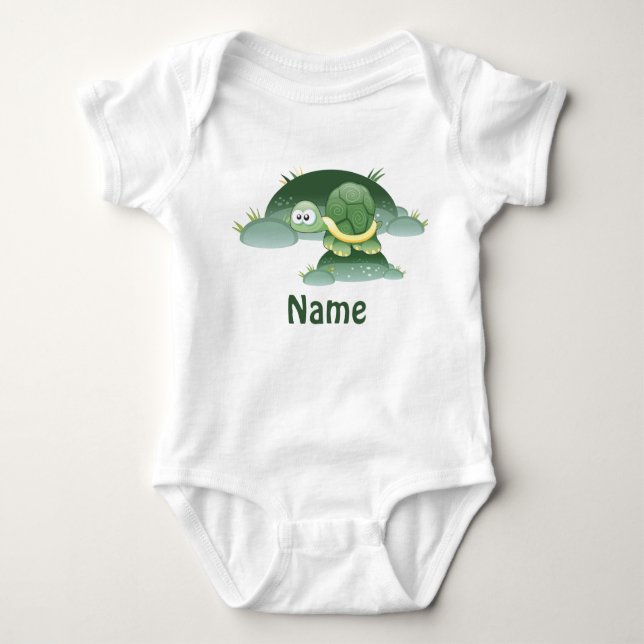Body Para Bebê Nome do Bebê Turtle Criança Personalizada (Frente)