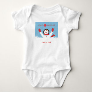 Body Para Bebê Nome do bebês Primeiro Homem de Neve de Natal