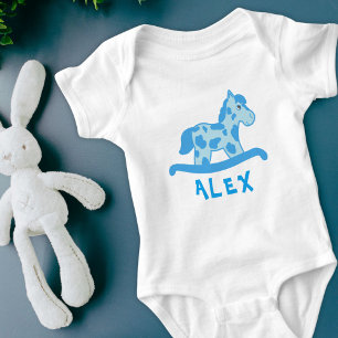 Body Para Bebê Nome do Cavalo Azul Fogueiro