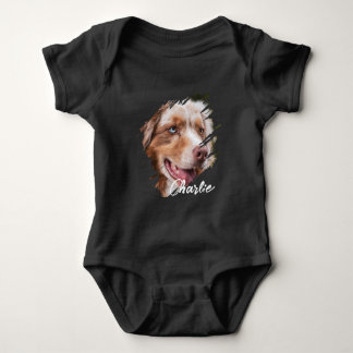 Body Para Bebê Nome e Foto de Tipografia Moderna Simples de Pet