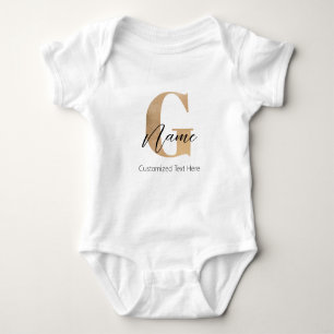 Body Para Bebê Nome e G Iniciais Modernos Monogramados Personaliz