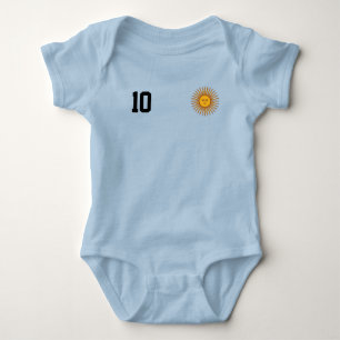 Body Para Bebê Nome e Número Personalizados de Futebol/Argentina