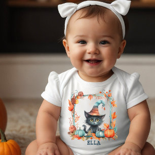 Body Para Bebê Nome Gatinho Preto Assustador Fofo Bruxa Abóbora H