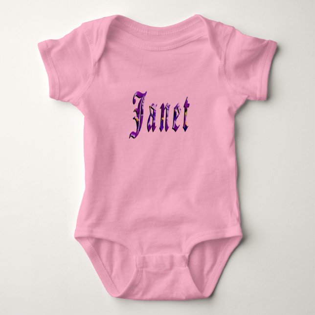 Body Para Bebê Nome Janet Floral Roxo (Frente)