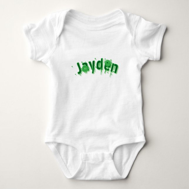 Body Para Bebê Nome Jayden Verde, (Frente)