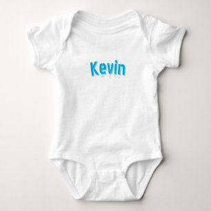 Body Para Bebê Nome Kevin Azul Água,