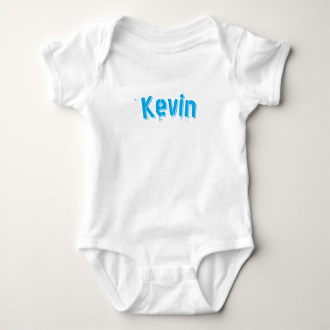 Body Para Bebê Nome Kevin Azul Água, (Frente)