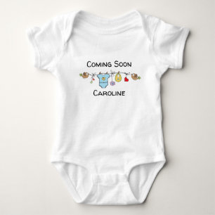 Body Para Bebê Nome personalizado a caminho Anúncio de gravidez e