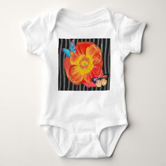 BODY PARA BEBÊ NOME PERSONALIZADO BABY COTTON BODYSUIT RED POPPY (Frente)