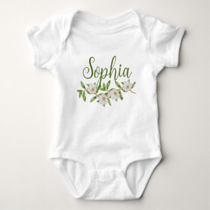 Body Para Bebê Nome Personalizado Baby Reveal Girl Flowal Sophia