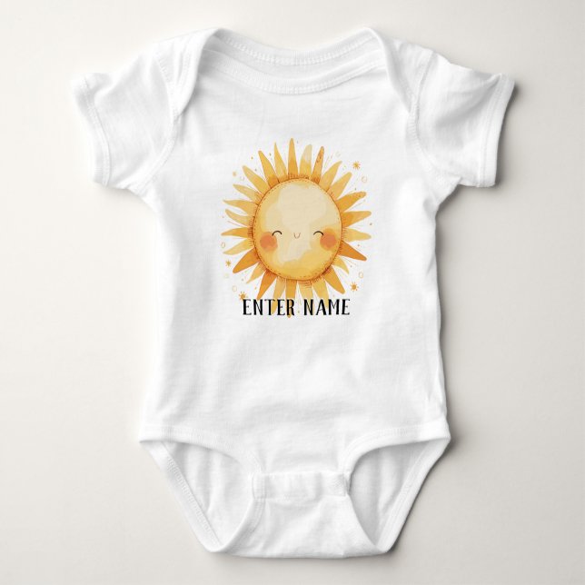 Body Para Bebê Nome Personalizado Bebê Rapariga Cuja Aquarela É S (Frente)