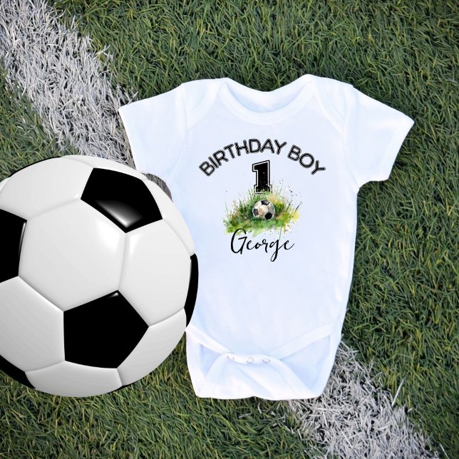 Body Para Bebê Nome Personalizado Bola de Futebol Primeiro Aniver (Criador carregado)