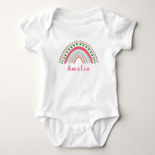Body Para Bebê Nome Personalizado com Arco-íris Boho Caprichoso