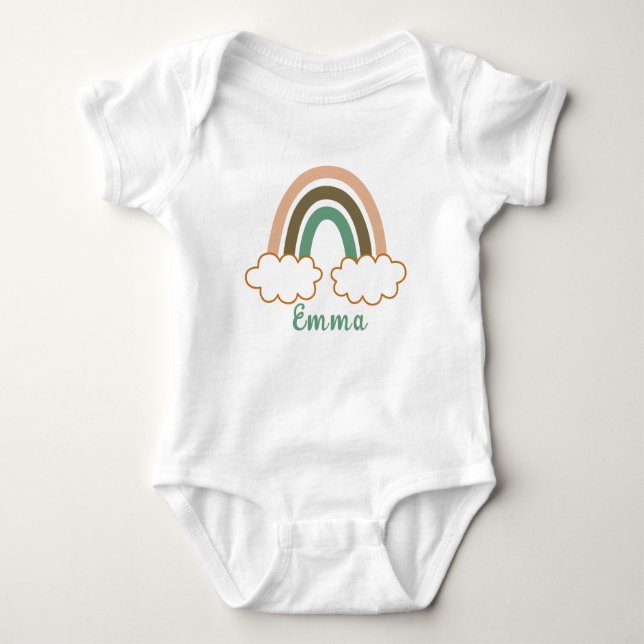 Body Para Bebê Nome Personalizado com Trendy Boho Rainbow (Frente)