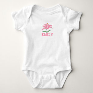 Body Para Bebê Nome personalizado, cor-de-rosa, creme para bebês