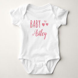 Body Para Bebê Nome personalizado da Baby Girl Hearts