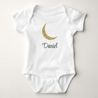 Body Para Bebê Nome Personalizado da Lua da Glitter do ouro