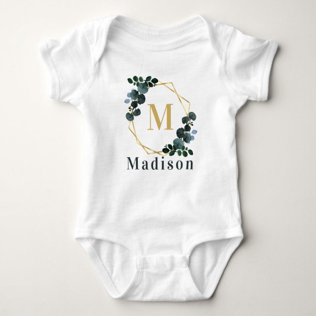 Body Para Bebê Nome Personalizado da Menina Floral (Frente)