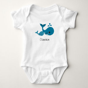 Body Para Bebê Nome personalizado das baleias-brancas