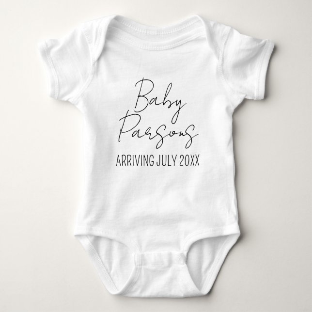 Body Para Bebê Nome Personalizado de Anúncio de Nascimento Person (Frente)