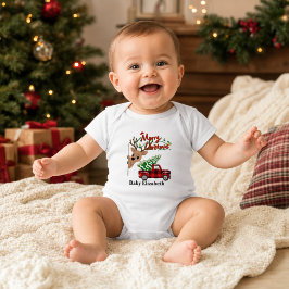 Body Para Bebê Nome Personalizado de Bebê Rudolph Natal