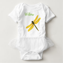 Body Para Bebê Nome Personalizado de Dragonfly Amarelo - Bodusca