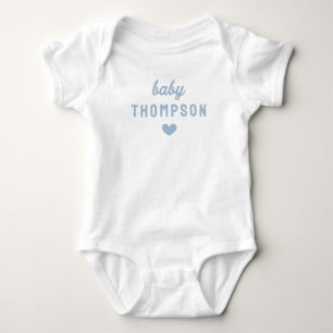Body Para Bebê Nome personalizado do bebê Anúncio do coração azul