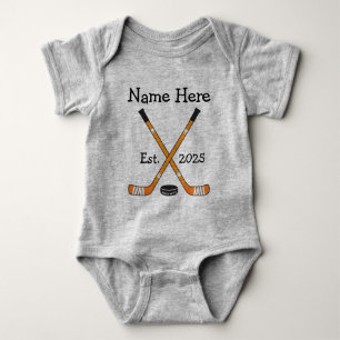 Body Para Bebê Nome Personalizado do Bebê de Hockey Ano Nascer La