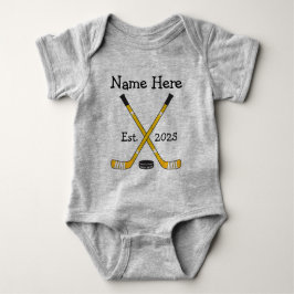 Body Para Bebê Nome Personalizado do Bebê de Hockey Ano Nascer Ne