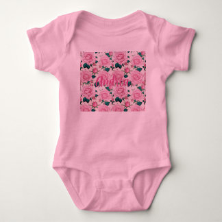 Body Para Bebê Nome Personalizado do Bebê Rosa
