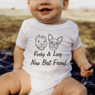 Body Para Bebê Nome personalizado do cão Novo melhor amigo recém-