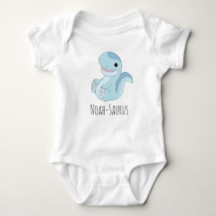 Body Para Bebê Nome Personalizado do Dinossauro Azul-Cinto - Suru