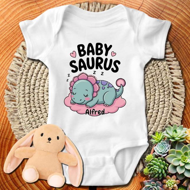 Body Para Bebê Nome Personalizado do Dinossauro Babysaurus Person (Criador carregado)