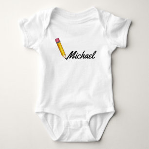 Body Para Bebê Nome Personalizado do Escrevendo nº 2 do Lápis Esc