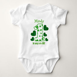 Body Para Bebê Nome Personalizado do Número de Shamrock da primei