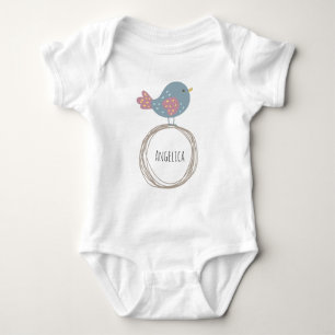 Body Para Bebê Nome Personalizado do Pássaro Cortado