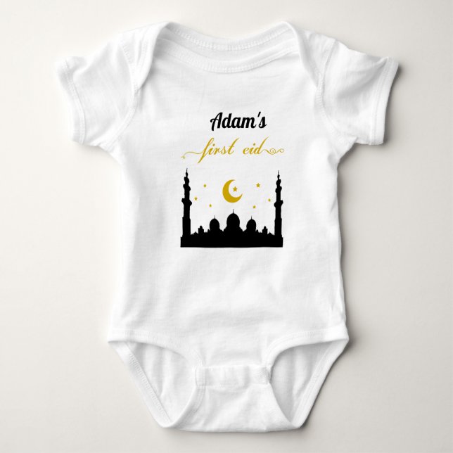 Body Para Bebê Nome Personalizado do Primeiro Eid (Frente)