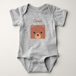 Body Para Bebê Nome Personalizado do Urso Marrom Fofinho Cinto