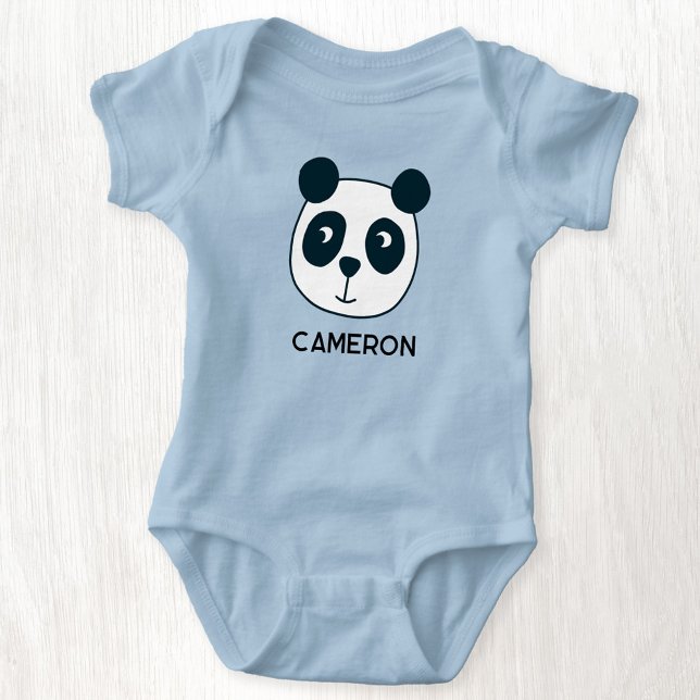 Body Para Bebê Nome Personalizado do Urso Panda Bonito (Cute personalized custom name panda baby bodysuit)