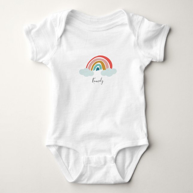 Body Para Bebê Nome Personalizado e Arco-íris (Frente)