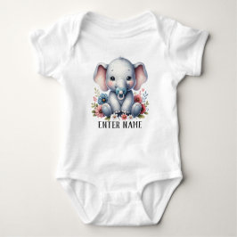Body Para Bebê Nome Personalizado Fato De Bebê-Bebê-Elefante Cuja