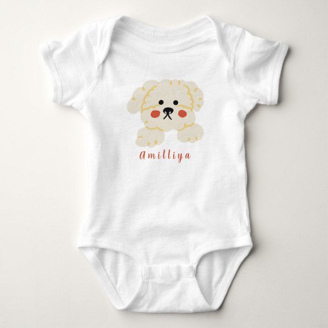 Body Para Bebê Nome Personalizado Fofo Moderno  (Frente)