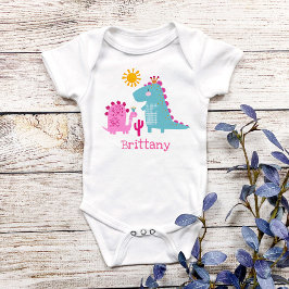 Body Para Bebê Nome Personalizado Giro dos Dinossauros Kawaii