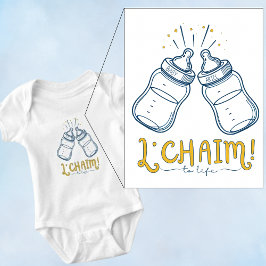 Body Para Bebê Nome personalizado judeu "L'CHAIM!" Noções ou nome